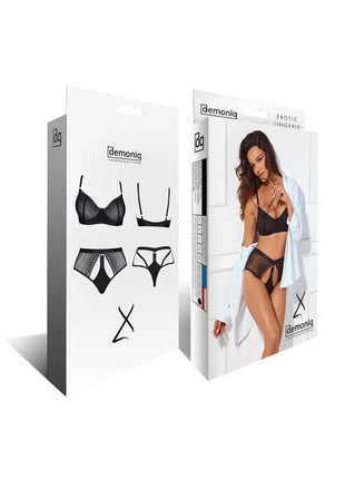 Demoniq Sarita Black Lace Lingerie Set — Bra & High-Waist Brief - xlchoice.com