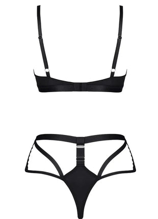 Demoniq Sarita Black Lace Lingerie Set — Bra & High-Waist Brief - xlchoice.com