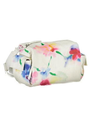 Desigual Bianco polyurethane shoulder bag, white with colorful watercolor floral print