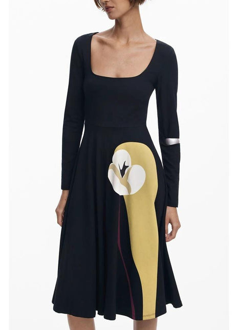 Desigual Black Cotton Women Dress - XLchoice