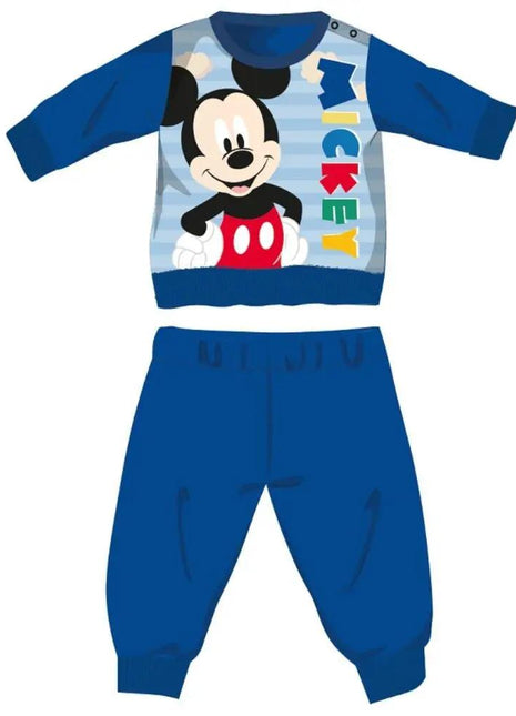 Disney Mickey Mouse winter thick baby pajamas - cotton flannel pajamas - medium blue - 80 - xlchoice.com
