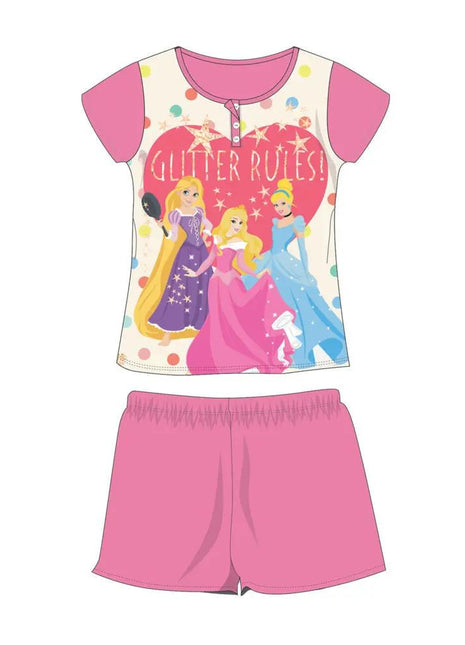 Short Sleeve Summer Kids Cotton Pyjama - Disney Princesses - Pink - 104 - xlchoice.com