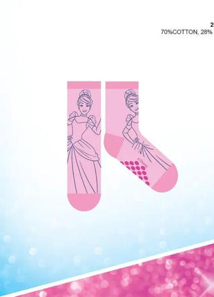Disney princesses anti-slip ankle socks for kids - light pink - 31-34 - xlchoice.com