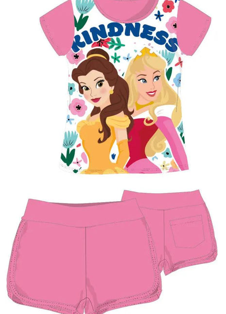 Disney Princesses Cotton Summer Set - T-Shirt and Shorts - Pink - 104 - xlchoice.com