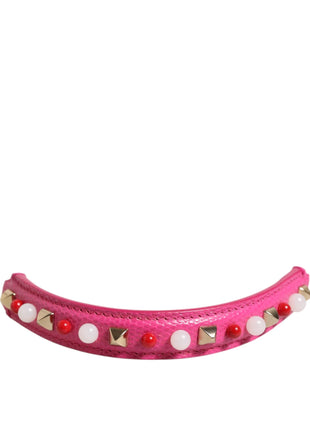 Dolce & Gabbana Pink Embellished Leather Bag Handle Women Shoulder Strap - XLchoice