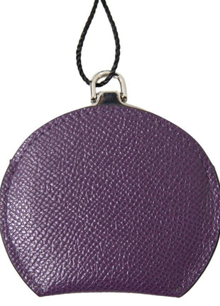 Dolce & Gabbana Purple Calfskin Leather Round Hand Mirror Holder - XLchoice