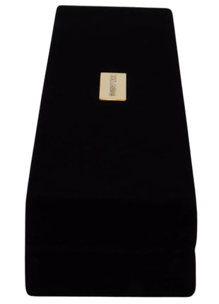 Dolce & Gabbana black velvet jewelry box with gold logo plaque