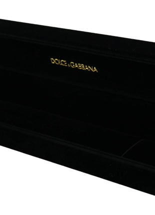 Dolce & Gabbana black velvet bracelet jewelry box with gold logo plaque