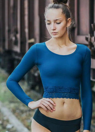 Langærmet crop top i blonde – Pavi - xlchoice.com