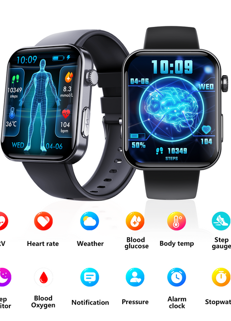 ECG smart watch with blood pressure monitor body temperature heart rate blood oxygen