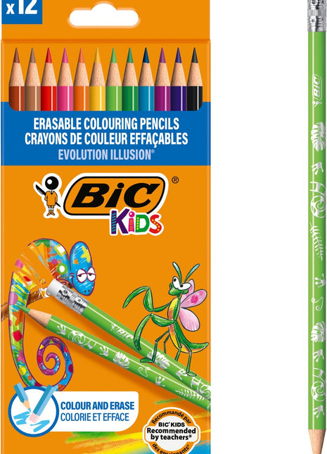 Bic Kids Evolution Erasable Colouring Pencils, 12 pcs. - xlchoice.com