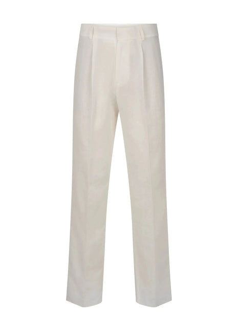 Linen White Pleated Pants - XLchoice