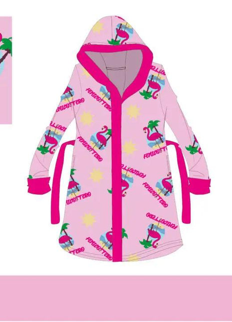 Flamingo microfiber hooded robe for children - light pink - 110-116 - xlchoice.com