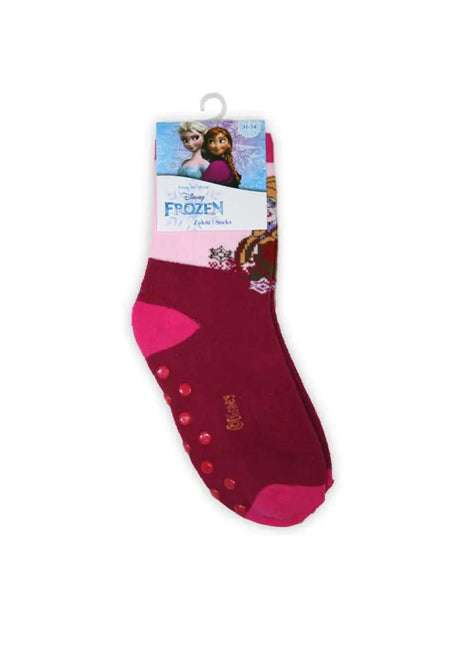 skridsikre børne ankelsokker - Frost - fuld plys - Anna-motiv - bordeaux-pink - 31-34 - xlchoice.com