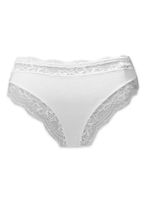 Women's underwear - thick side slit - lace trim at front and waist - white - M - xlchoice.com