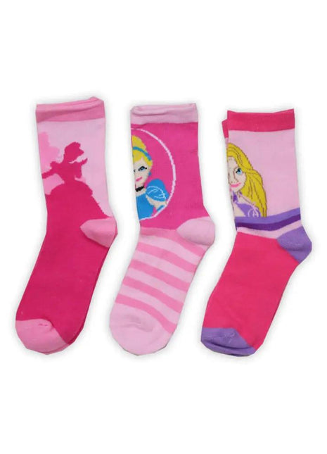 Children's cotton ankle socks - 3 pairs - Disney Princesses - pink - 31-34 - xlchoice.com