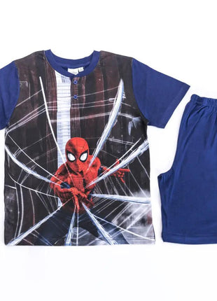 Short sleeve cotton pajamas for kids - Spiderman - navy blue - 134 - xlchoice.com