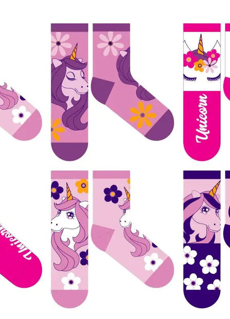 Unicorn kids cotton regular socks - 6 pairs/pack - 31-34 - xlchoice.com