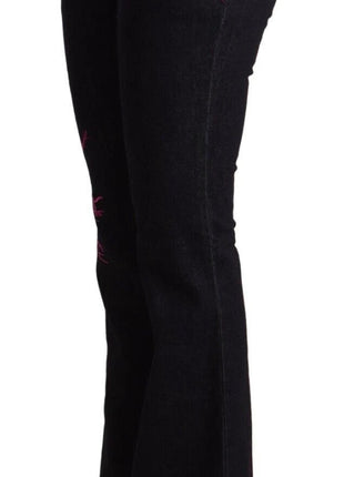 Exte Black Cotton Mid Waist Cotton Flared Jeans - XLchoice