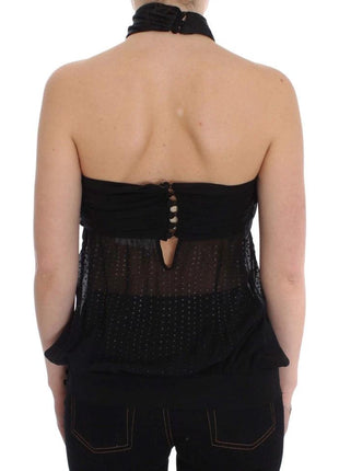 Exte Black Neck Wrap Top Blouse - XLchoice