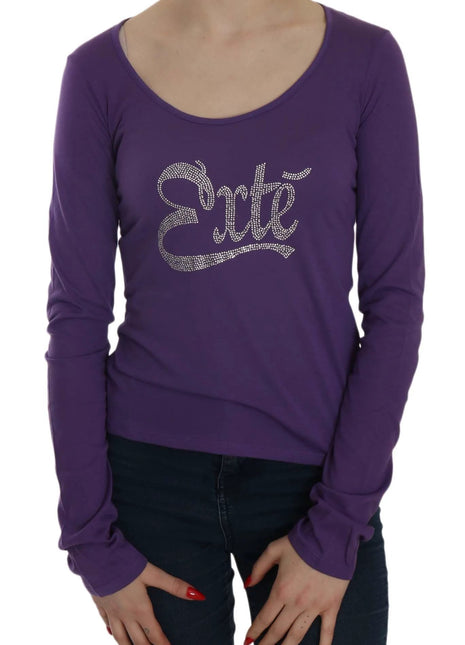 Exte Purple Crystal Embellished Long Sleeve Casual Top - XLchoice