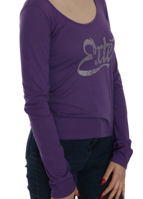 Exte Purple Crystal Embellished Long Sleeve Casual Top - XLchoice