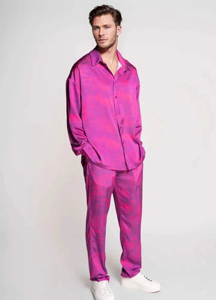 French-Made 100% Silk Savanna Print Pants - XLchoice