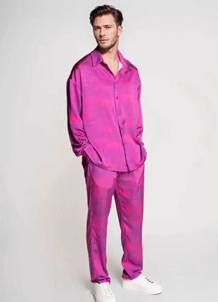 French-Made 100% Silk Savanna Print Pants - XLchoice