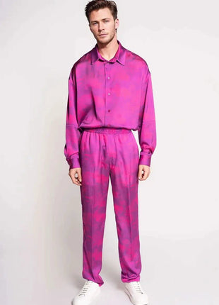 French-Made 100% Silk Savanna Print Pants - XLchoice