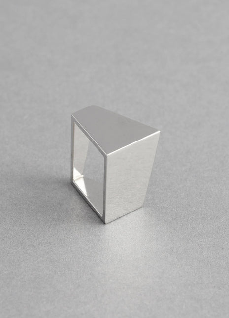 SILVER SQUARE RING – Geometric Sterling Silver Statement Ring-0