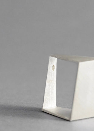 SILVER SQUARE RING – Geometric Sterling Silver Statement Ring-2