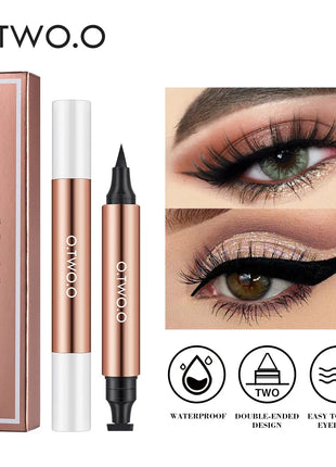 O.TWO.O Eyeliner Stamp Black Liquid Eyeliner Pen Waterproof Fast Dry Double-ended Eye Liner Pencil Make-up for Women Cosmetics