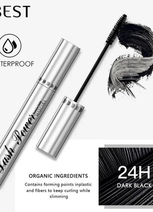 QIBEST Black Mascara Eyelashes Mascara 4D Silky Eyelashes Lengthening Eyelashes Makeup Waterproof Mascara Volume Eye Cosmetics