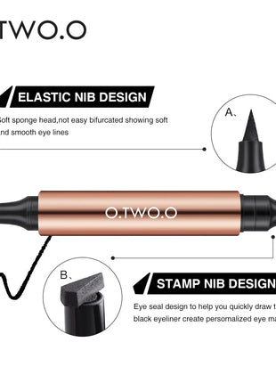O.TWO.O Eyeliner Stamp Black Liquid Eyeliner Pen Waterproof Fast Dry Double-ended Eye Liner Pencil Make-up for Women Cosmetics