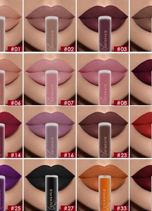 NICEFACE Matte Liquid Lipstick Waterproof Long Lasting Lip Gloss Tint Sexy Red Nude Purple Metallic Lipsticks Makeup Cosmetics