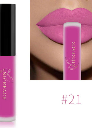 NICEFACE Matte Liquid Lipstick Waterproof Long Lasting Lip Gloss Tint Sexy Red Nude Purple Metallic Lipsticks Makeup Cosmetics