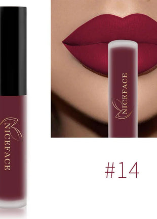 NICEFACE Matte Liquid Lipstick Waterproof Long Lasting Lip Gloss Tint Sexy Red Nude Purple Metallic Lipsticks Makeup Cosmetics