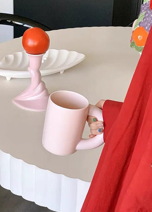 Handcrafted Ceramic Chubby Mugs with Big Twisted Handle - Unique Stylish Tea & Coffee Cups-1