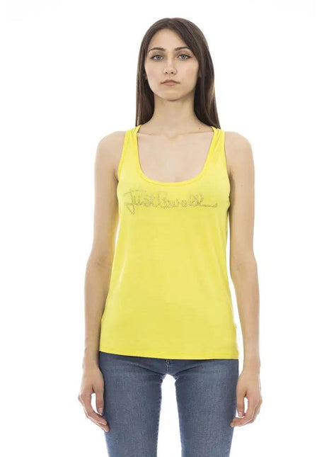 Just Cavalli Yellow Viscose Women Top - xlchoice.com