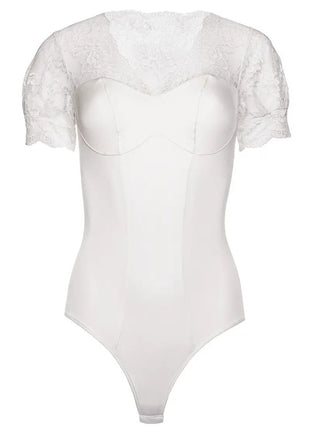 Kalimo Ecru Lace Bodysuit KA923333 — Opaque Stretch - xlchoice.com