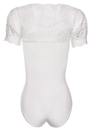 Kalimo Ecru Lace Bodysuit KA923333 — Opaque Stretch - xlchoice.com
