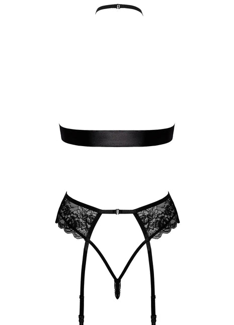 Kissable KISS244 Black Lace 4-Piece Set — Garter Belt & Choker - xlchoice.com