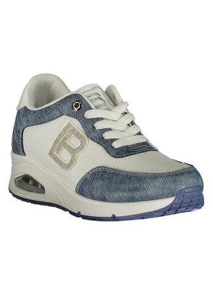 Sneakers by Laura Biagiotti in blue polyester with rhinestone embroidery