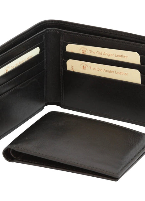 Leather bifold wallet for man with RFID- black - XLchoice