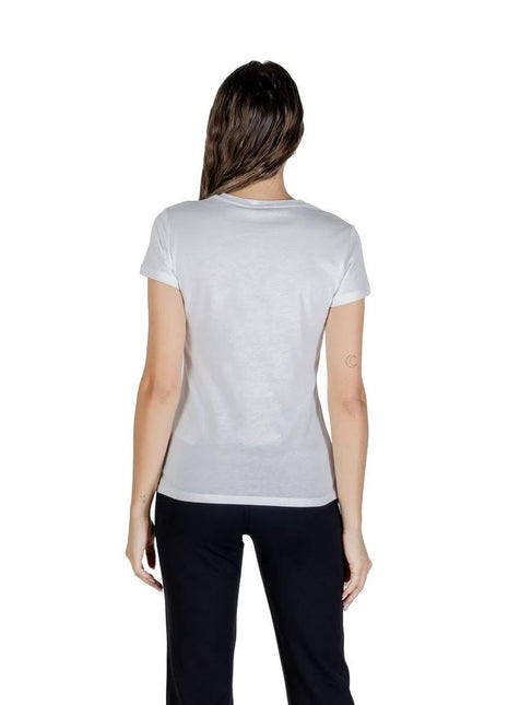 Liu Jo White Cotton T Shirt Women's Short Sleeve With Leopard Print Heart Embellishment - XLchoice.com