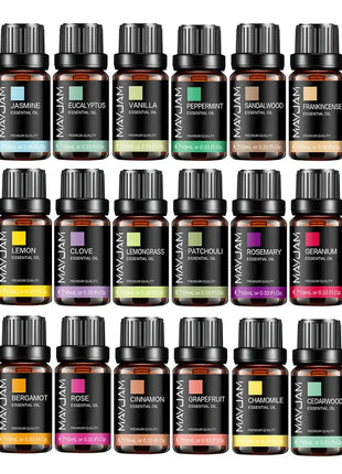 MAYJAM 10ML Lavender Lemongrass Jasmine Vanilla Eucalyptus Rose Lemon Essential Oil For Humidifier Diffuser Candle Making - xlchoice.com