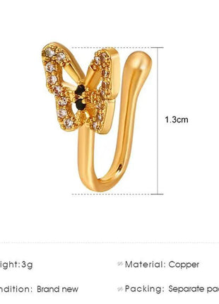 Personalized U-Shaped Diamond-Studded Butterfly European And American Non-Hole Nose Clip - xlchoice.com