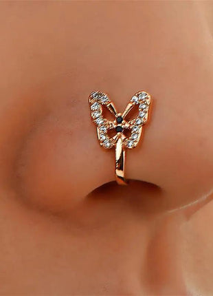 Personalized U-Shaped Diamond-Studded Butterfly European And American Non-Hole Nose Clip - xlchoice.com