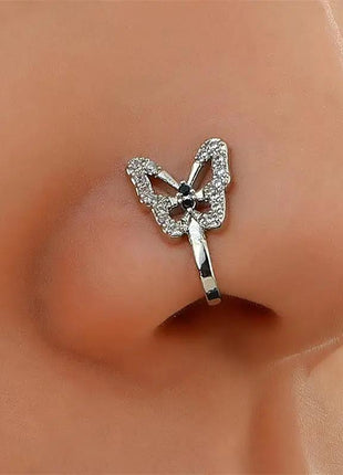 Personalized U-Shaped Diamond-Studded Butterfly European And American Non-Hole Nose Clip - xlchoice.com