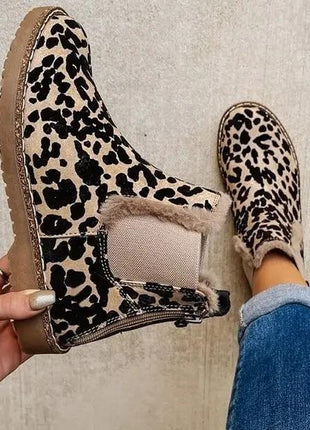 Leisure Warm Leopard Print Suede Boots Women - xlchoice.com
